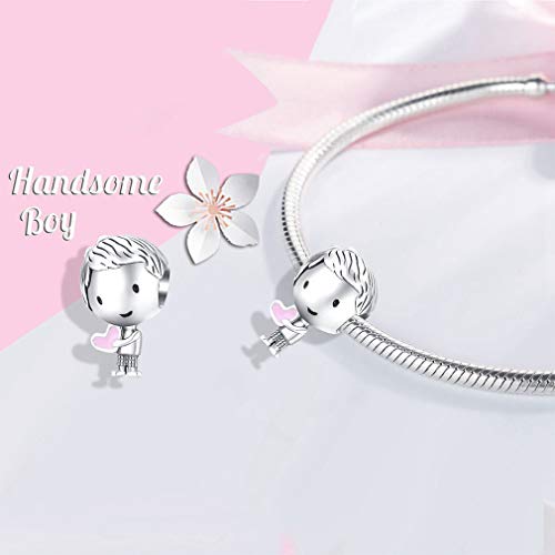 Image of LeeFeel Bow heart Charms Exquisite Love Heart Beads Charms w Clear CZ for Women Bracelets Charm DIY