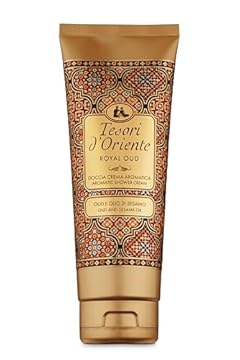 Tesori d'Oriente - Doccia Crema Royal Oud dalle Note Speziate, con Legno di Oud, Dona alla Pelle una Sensazione di Benessere Prolungato, 250ml