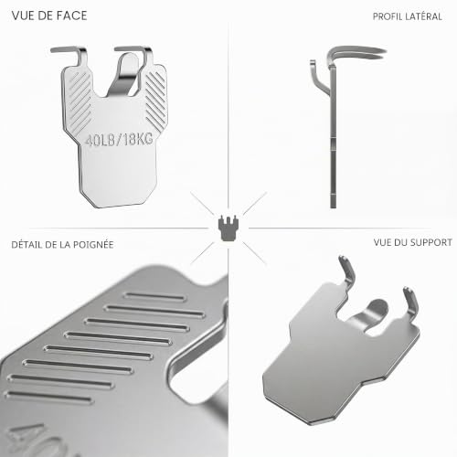 RJTCXJS Lot de 10 crochets pour cadres lourds en plaques de plâtre – vue 4