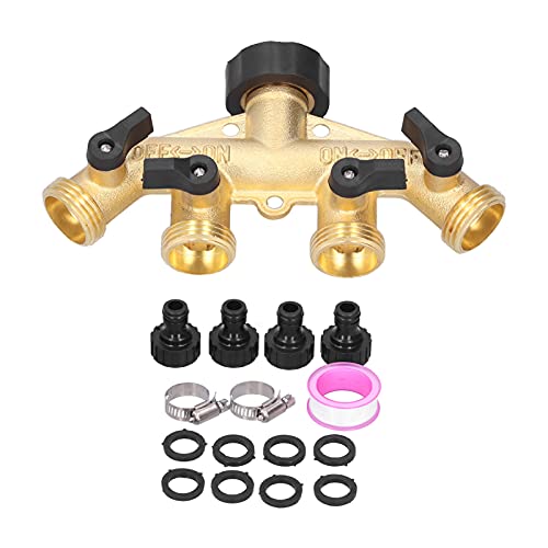 蛇口 ホース分岐コネクター 4方向 蛇口分岐 4分岐蛇口ニップル ホース 分岐 4方向 蛇口 分岐 4方向 分岐 水道ホース ジョイント G3/4 真鍮 散水コネクタ 漏れない?こぼれない 16.5x8cm 3/4