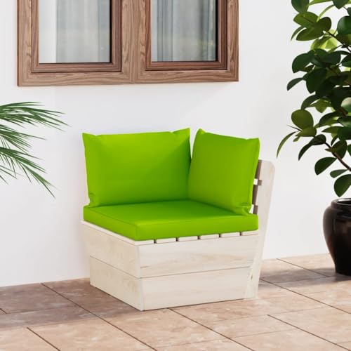 QZZCED Sofá Esquinero de Jardín de Palets con Cojines, Mueble de Exterior de Madera de Abeto Impregnada, Diseño Modular para Patio Terraza o Salón, Confortable y Fácil de Mover