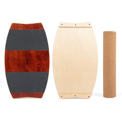 Planche d'équilibre en bois 15mm FANTASK avec rouleau en liège pour le fitness