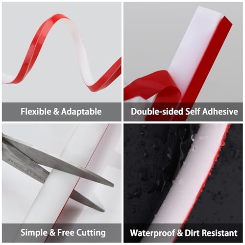 Gaahing Peel and Stick Quarter Round Molding, 1/2\" x 39\" Flexible Self-Adhesive Rubber Trim for Corner Edges of Wall, Floor, Countertop, Shower Base