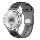 [SUIMUMU] 22mmシリコーンバンド Huawei Watch GT6 Pro/GT6/GT 5 Pro/GT 5/GT 4/GT 3/GT 2（46mm）対応 交換ベルト 柔らかい バイカラー 通気性スポーツバンド Huawei Watch 4 46mm/4 Pro 48mm/3 Pro/3/2 Classicに対応 防水 長さ調節 (ブラックグレー)