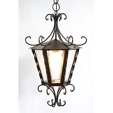 'Imperial' line Lantern with Wrought Iron Chain and Cathedral Glass Cover