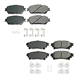 Akebono ProACT Premium Front and Rear Ceramic Slotted Brake Pad Set with Hardware Kit For Lexus IS250 C F Sport 2014-2015 US Specification