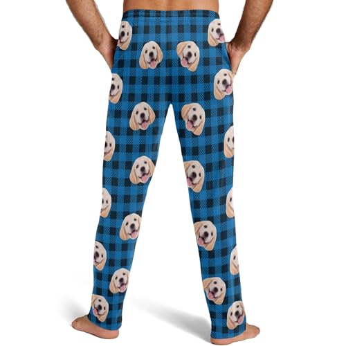 HUTARIO Custom Face Pajama Pants for Men with Photo Pet Dog Cat Pjs Trousers Lounge Sleepwear Bottoms Personalized Gift3