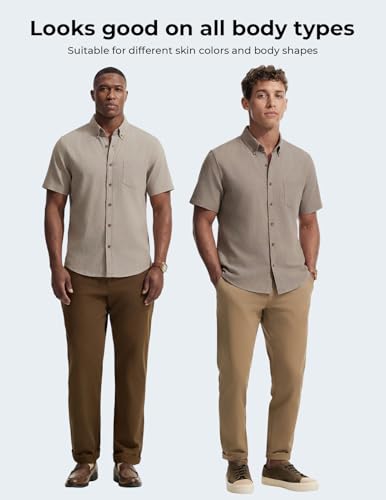 PJ PAUL JONES Mens Linen Shirt Short Sleeve Button Down Business Casual Dress Shirts Cotton Summer Beach Shirts with Pocket - image 6