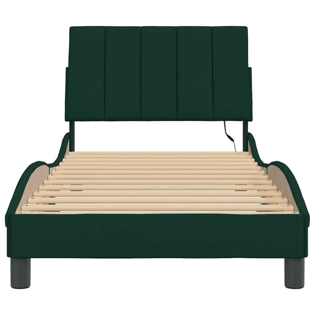 Cama de terciopelo LED, 90 x 200 cm, con forma de onda, para jóvenes y invitados, marco de madera de metal, montaje
