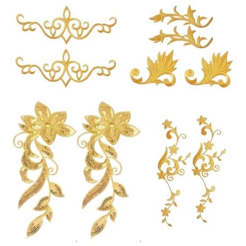 VZU 10PCS Gold Embroidery Lace Appliques Cover