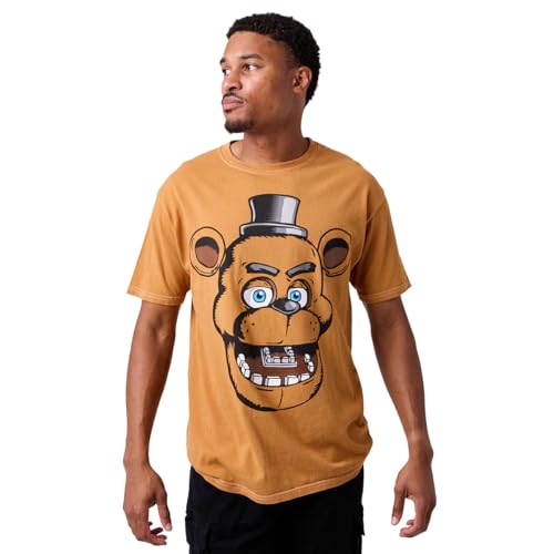 Five Nights At Freddy's Freddy Face Men's Brown Spiral Tie-Dye Crew Neck Short Sleeve T-Shirt XL