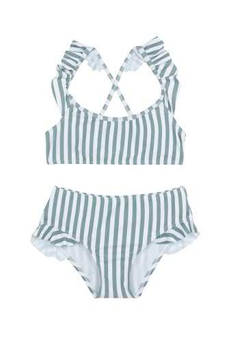 Image of Gottex Kids Sweet Stripe Scoop Neck Ruffle Swim Set Swimwear Chlorine Fade Resistant and Built-in UPF UV Protection