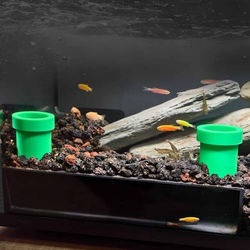 Image of Fish Shrimp Cave Aquarium Tunnel, Shrimp Hides for Aquarium, Fish Tank Accessories Decorations, Fish Cave Hideout for Aquarium (Black + Green Pipe)