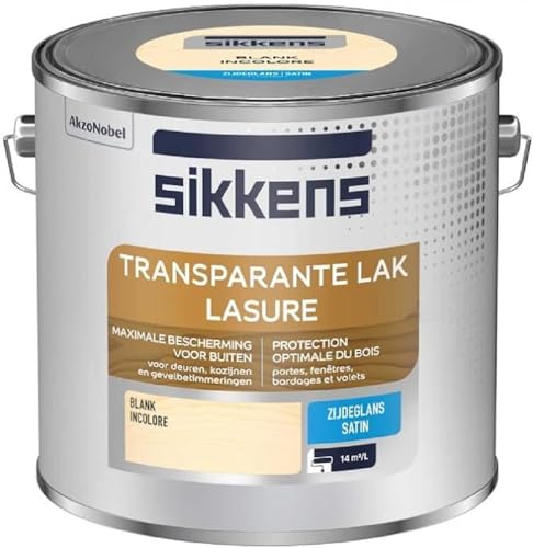 Sikkens - Lasure Satin pour Boiseries Extérieures - Tous types de bois, sous-couche intégrée, protection pendant 7 ans - Incolore 2,5 L