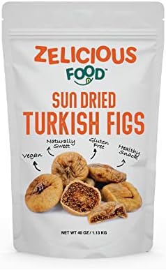 Turkish Dried Figs - Zelicious Food - 40oz Bulk Bag | Tender & Juicy - No Added Sugars, Sulfites or Preservatives | Natural Figs