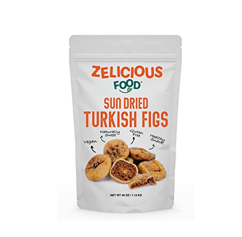 Turkish Dried Figs - Zelicious Food - 40Oz Bulk Bag | Tender & Juicy - No Added Sugars, Sulfites Or Preservatives | Natural Figs #TOP29