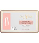 Cre8tion Soft Gel Nail Tips, Short Almond Shape, 602 Tips in 14 Sizes (00-9) for Professional Nai...
