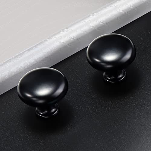 Vehcil Matte Black Cabinet Knobs,20 Pack Single Hole Round Furniture Knobs Cabinet Hardware For Kitchen Cupboard Closet Drawer Dresser Knobs, Mushroom Style,Solid Zinc Alloy #TOP1
