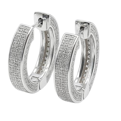Créoles en argent 925 rhodié pavées de zircons pour un style quotidien élégant