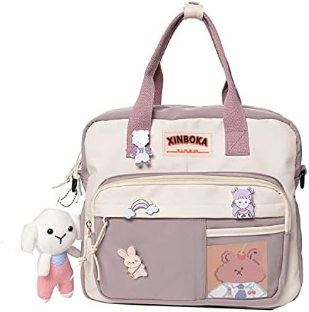Kawaii Backpack with Kawaii Pin, Cute Accessories Backpack Cute Aesthetic Waterproof Backpack for School (A-Black)