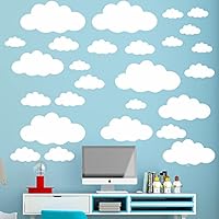 Wolken Wandaufkleber, weiße Wolken, gemischte Größe, für Kinderzimmer, Dekoration, Heimdekoration, Vinyl, 31 Stück