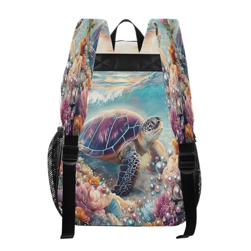 Sea Turtle Pearl Coral Reef Clear Backpack Heavy Duty See Through Transparent PVC BookBag for Kids Boy Girl School Work3