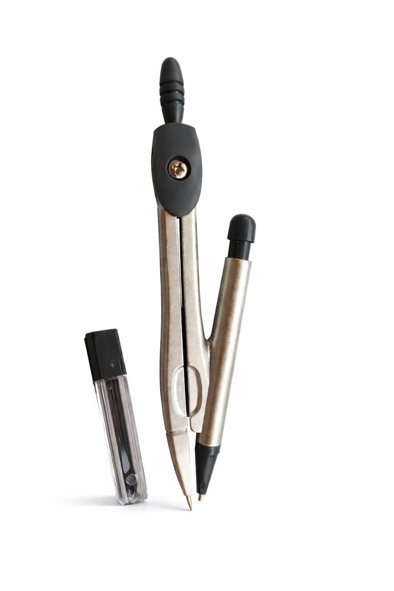 JUPITER Mod. 205 school student Metal Compass with Joint Pencil and free Lead Box for drawing Arcs and Circles(Metal, 2 pieces pack)
