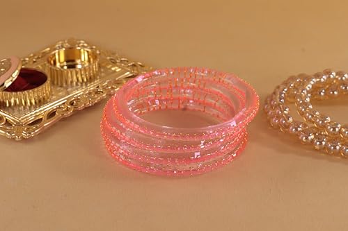 Image of NMII Glass Golden Zircon Stone & Kundan Beads Kada Set For Women & Girls | Fancy Design Kada Bangles | Traditional Look Kangan | Glass Bangles For Women Wedding, Party, Function, Daily use