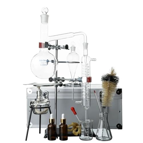 Hubiuyo 500MLラボエッセンシャルオイル抽出蒸留装置水蒸留器精製器化学ラボガラス器具キットハイドロゾル、アルコール蒸留器、教育機器（0.13Gal）