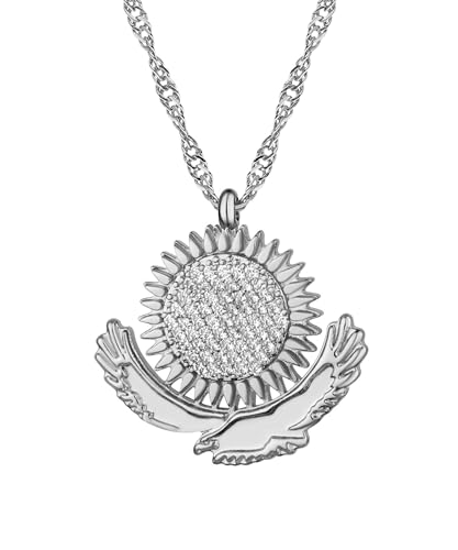 d'origine Collier blason du Kazakhstan - Chaîne de drapeau du Kazakhstan - Bijoux Kazakhstan - Bijou blason du Kazakhstan pour femme, Laiton