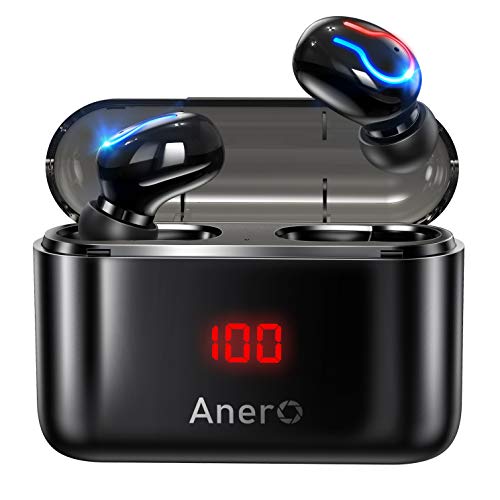 Anero ワイヤレスイヤホン 【モバイルバッテリー機能 LEDディスプレイ残量表示】 Bluetooth イヤホン Hi-Fiステレオ 120時間連続再生 IPX6防水 ブルートゥース イヤホン ハンズフリー通話 ノイズキャンセリング 自動ペアリング PSE＆技適認証済 (ブラック)