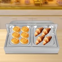 2 Pans Ice Food Serving Display Tray, Stainless Steel Ice Cooled Serving Display Container Cooling Food Display Case with Lid for Buffets,Restaurants,Hotels. Silver