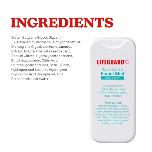 LIFEGUARD Super Hydrating Facial Mist - Aloe & Herb, Face Mist Hydrating Spray for All Skin Types, Lightweight Face Moisturizer - 1.25 fl. oz