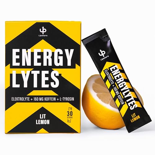 Upsters Energylytes Lit Lemon | Elektrolyt Pulver mit 160 mg Koffein & L-Tyrosin | Zuckerfrei | Hydration & Fokus | Für Sport, Arbeit & aktive Tage | 30 Portionen