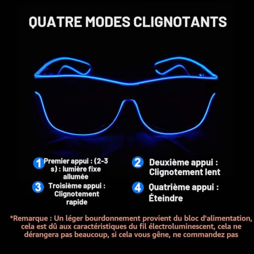 SOOOEC Lunettes LED lumineuses sans fil avec mode clignotant Glow in Dark Party pour fête rave, Halloween, Noël, discothèque, concert, EDM (violet) – vue 3