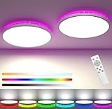 💡【Vielseitige RGB-Deckenleuchte】- Alle Funktionen dieser Deckenleuchte können über die mitgelieferte Fernbedienung gesteuert werden, RGB-Farbwechsel, einstellbare Helligkeit von 10 % bis 100 %, Nachtlichteinstellung, Timer- und Speicherfunktion, Farbtemperaturen von 3000 K bis 6500K. Eine Fernbedienung kann mehrere Deckenlampe LED in Schlafzimmer, Kinderzimmer, Bad, Küche, Wohnzimmer und Flur steuern, wenn die Entfernung weniger als 3 m beträgt, was Ihr Leben bequemer macht.