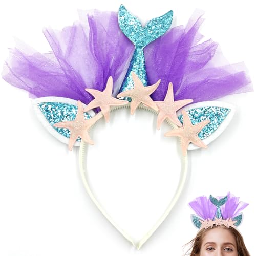QXRXN Diadema de sirena para niña, diadema de sirena, niños, disf...