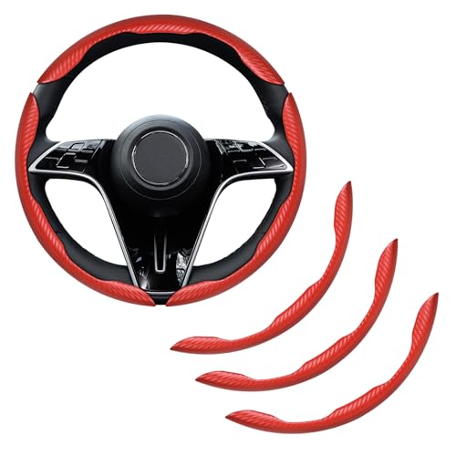 Hbxdeco 3PCS Segmented Car Steering Wheel Cover, Non-Slip Carbon Fiber ...