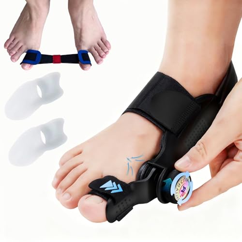 QIDUHUQI Hallux Valgus Korrektur Set, Upgrade Version mit Verstellbarer Hallux Valgus Schiene, Zehenstreckerband, 2X Silikon Zehenspreizer, Reduziert Hallux Valgus Belastung für Tag und Nacht Unisex
