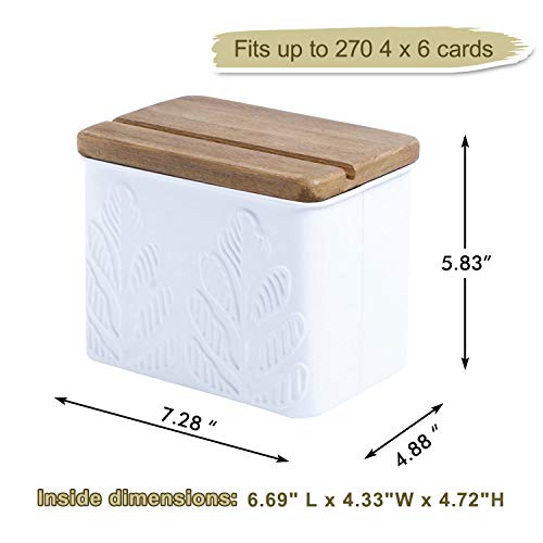 Nikky Home 4X6 Kitchen Metal Recipe Organization Box With Cards And Dividers, Plant Embossing Pattern #TOP3