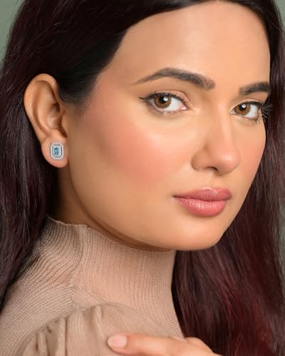 Image of CLARA 925 Sterling Silver Stud Earrings | Platinum Plated | Daily Wear |Gift for Women and Girls