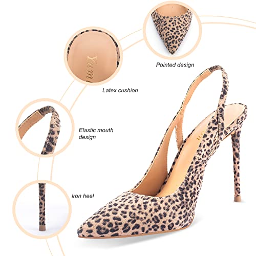 Yumlon Women's Leopard High Heels Pointed Closed Toe Pump Dress Shoes Stiletto Heels For Women 4.5 Inch Sexy Comfort Plus Heels For Evening Wedding Party #TOP5