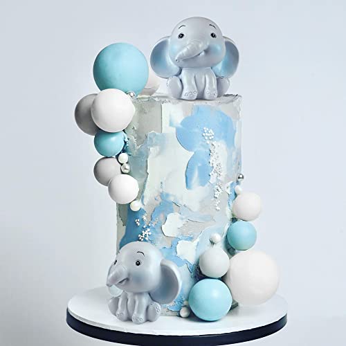34 Pcs Elephant Cake Decoration Cute Baby Elephant Cake Decorations Jungle Animal Theme Pearl Balls Cake Picks Elephant Baby Shower Boys Birthday Party Cake Decoration #TOP4