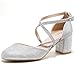 Greatonu Scarpe col Tacco Donna Eleganti Decollete a Cinturini Incrociati Punta Chiusa Sandali con Tacco da Sposa Decolte Tacco Medio Largo