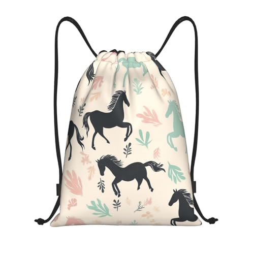 Drawstring Backpack Sports Gym Bags Draw String Bag for Women Men Cute Horse Drawstring Bags Sackpack
