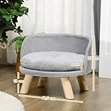 PawHut Hundesofa Hundecouch mit Kissen, Holzbeine, Abwaschbares Hundebett erhöhtes Haustiersofa Katzensofa für Miniaturhunde, 40,5 x 40,5 x 33 cm Grau