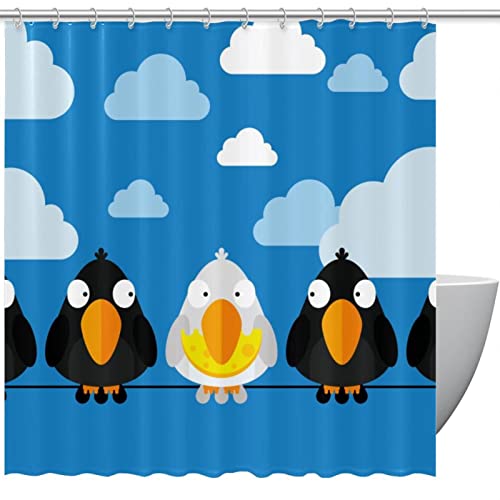 Rideau de douche motif oiseaux pour transformer votre salle de bain en oasis de fraîcheur - 2
