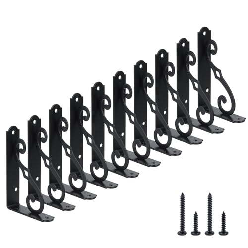 HOME MASTER HARDWARE 5" Decorative Shelf Brackets 10-Pack, Black L-Shaped