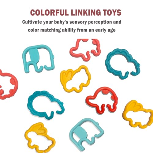 Image of Baby Links Rings Toys for Car Seat Stroller 24 PCS Animal Connecting Chain Rings Early Learning Toys for Toddlers