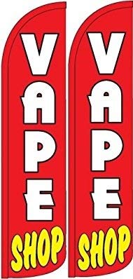 OnPoint Wares Vape Shop King Sized Flags -2 Pack | 2.5ft x 12ft Heavy Duty Vape Smoke Flags Advertising Marketing | Weatherproof Polyester Vape Shop Flags for Business (Hardware not included)